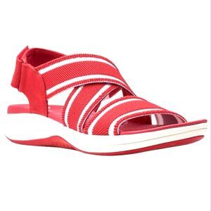 Clarks Womens Cloudsteppers Sport Sandals Mira Lily Red Combi White Slingback 10